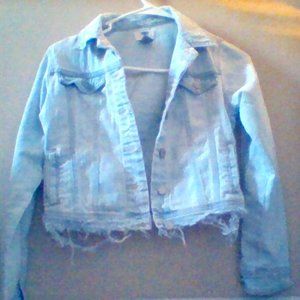 Light blue bottom cut jean jacket